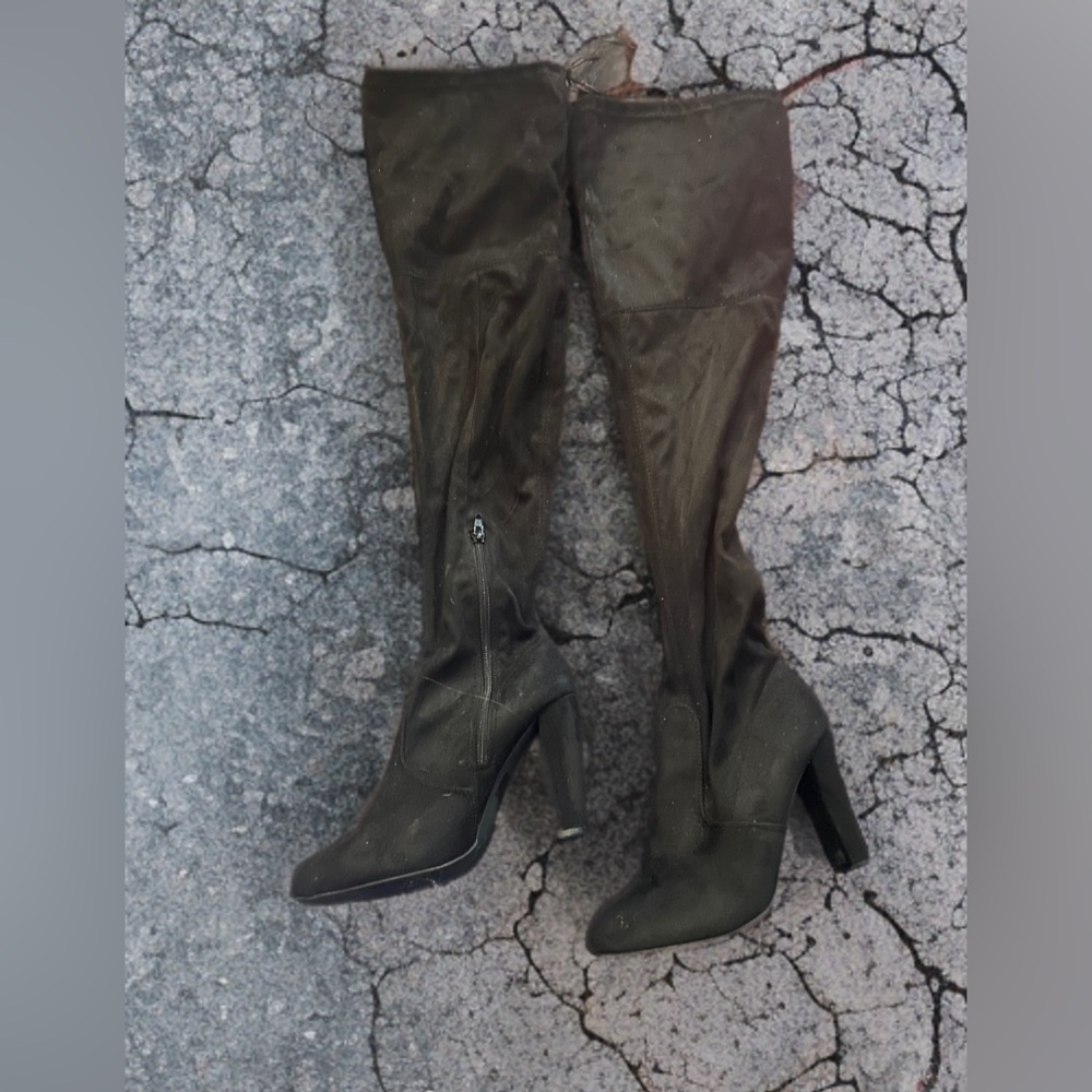 Knee high faux leather boots